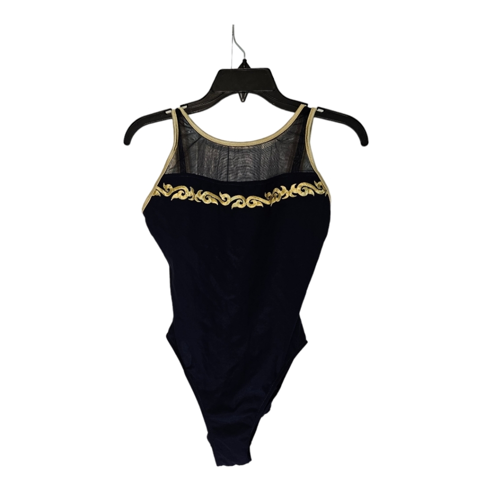 Vintage One Piece Navy and Gold Swimsuit Size 12
